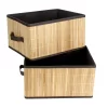 HomeStorie Eco-Friendly Foldable Natural Bamboo Storage Basket Bins Organizer, Pack of 2, Brown, Large