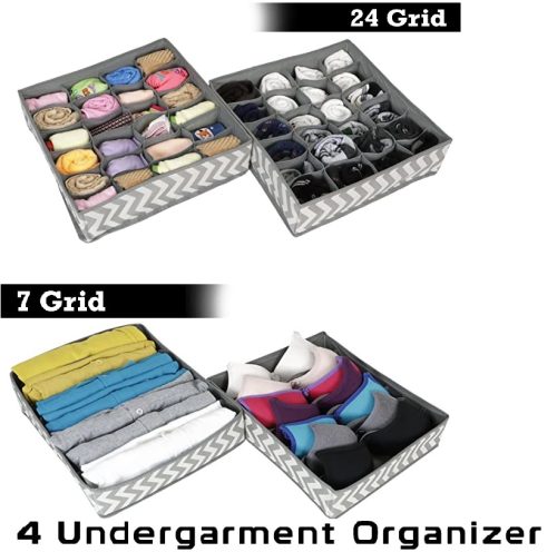 Undergarment Organizer Storage Box for Drawers Bra Panty Socks Tie Lingerie  Organizer for Wardrobe, 24 Grid*2
