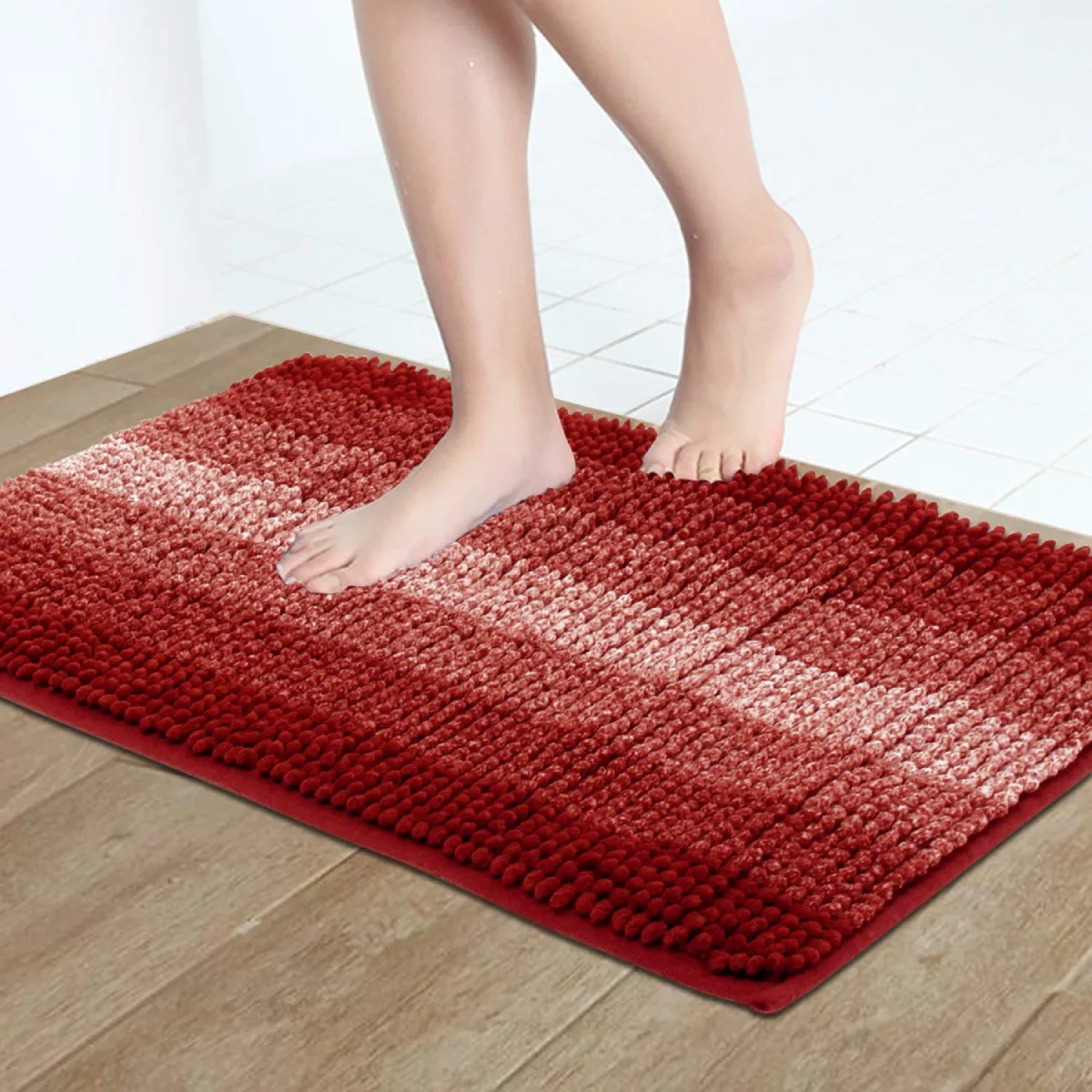 Antiskid Mat Microfiber & Machine Washable Red
