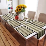 HomeStorie® Natural Handmade River Grass Set of 6 Heat Resistant Table Mats with Table Runner, Black
