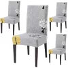 HOKIPO Stretchable Dining Chair Covers Set of Washable Slip Covers - Grey, Tree