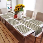 Natural Handmade River Grass Set of 6 Heat Resistant Dining Table Mats with Runner, Beige