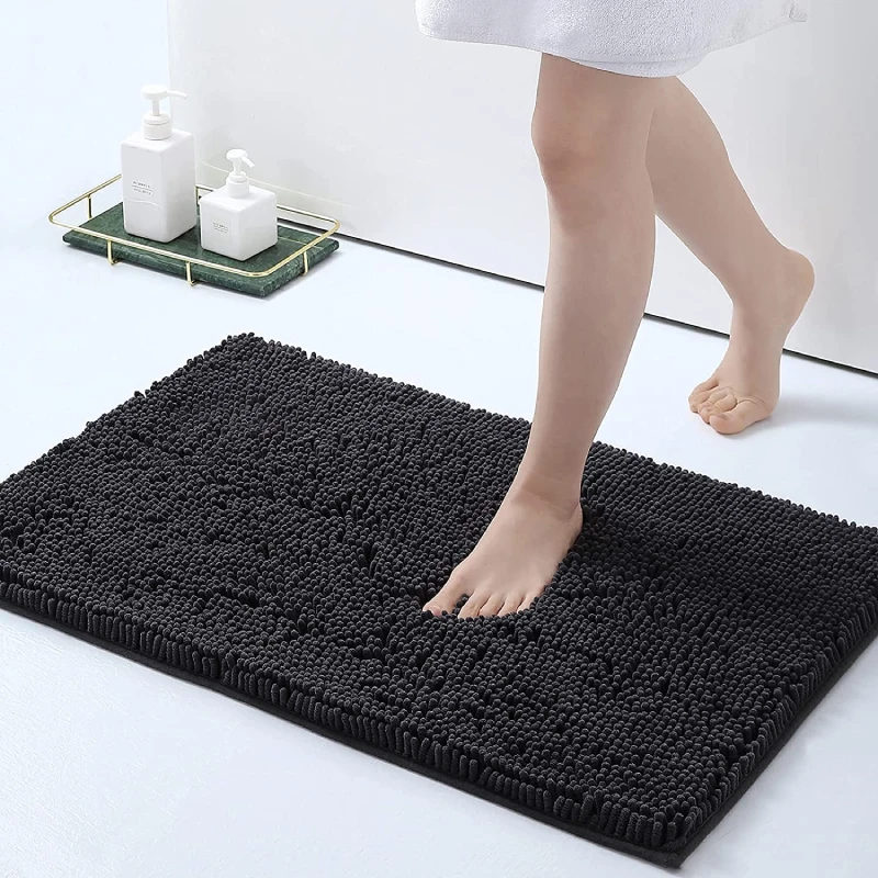 HOKIPO Luxury Bath Rug, Extra Soft and Absorbent Bathroom Mat 45x60 cm, Charcoal Grey