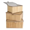 HomeStorie Eco-Friendly Bamboo Rectangular Storage Boxes for Clothes (Standard, Natural Brown) - Set of 3