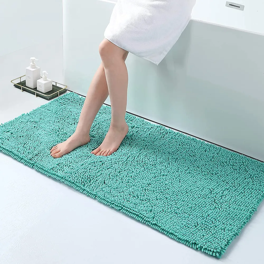 HK BM RNR TQ Pic1 Luxury Multipurpose Rug Runner for Bedroom, Bathroom, Balcony, Turquoise, Large 60x120cm