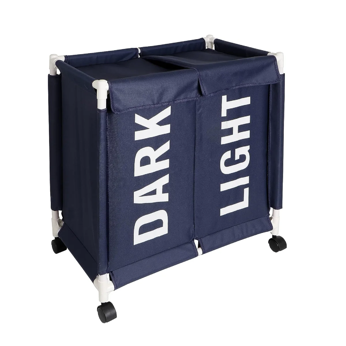 New Oxford Fabric Sorter Laundry Basket with Wheels 2 Compartment