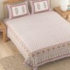 New 100% Cotton Ethnic Jaipuri Sanganeri Hand Block Printed King Size Double Bedsheet with 2 Pillow Covers, 300 Thread Count Jaipuri Gold Mystic Range - Size 100 x 108 Inches (Maple Leaves)
