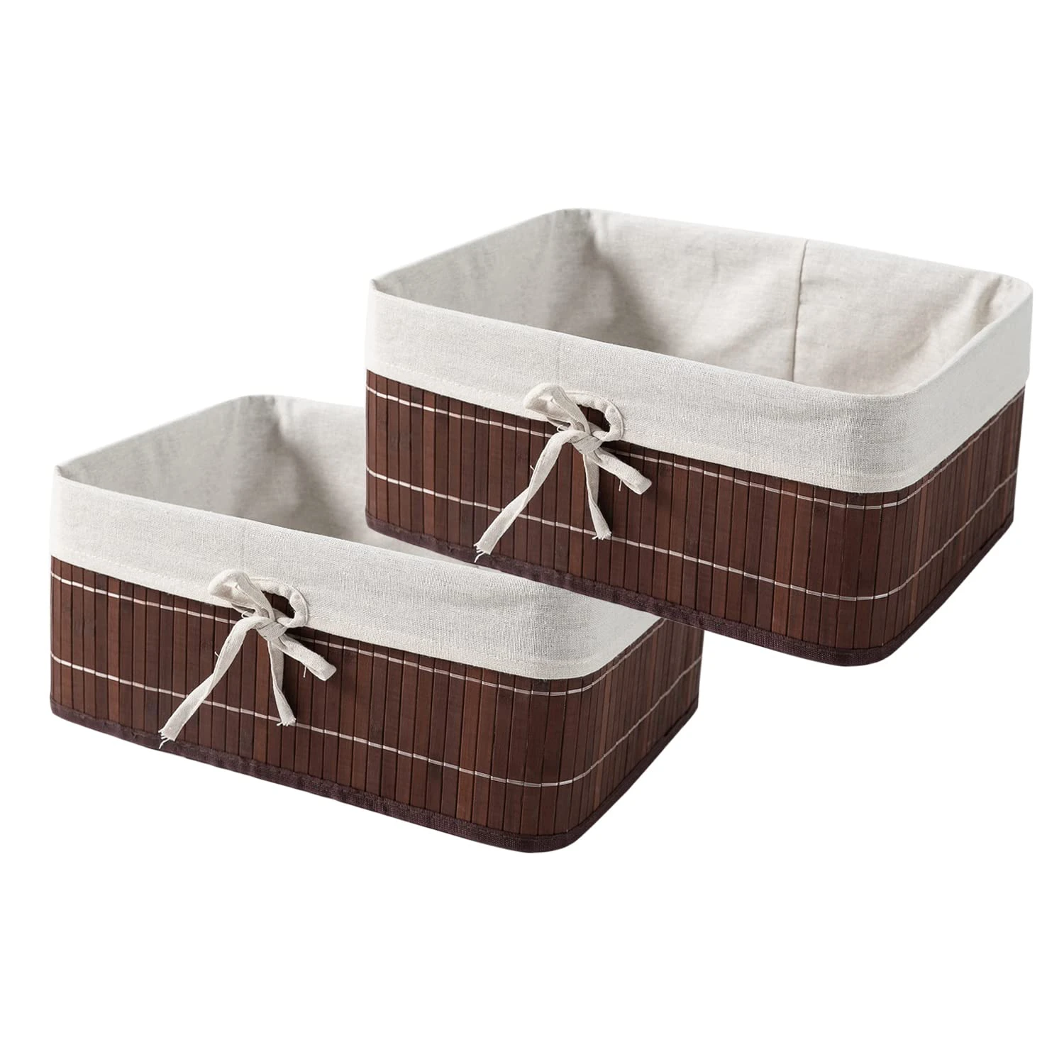 New Eco-Friendly Foldable Bamboo Baskets for Storage, Pack of 2 (Dark Brown, Large) New Eco-Friendly Foldable Bamboo Baskets for Storage, Pack of 2 (Dark Brown, Large)