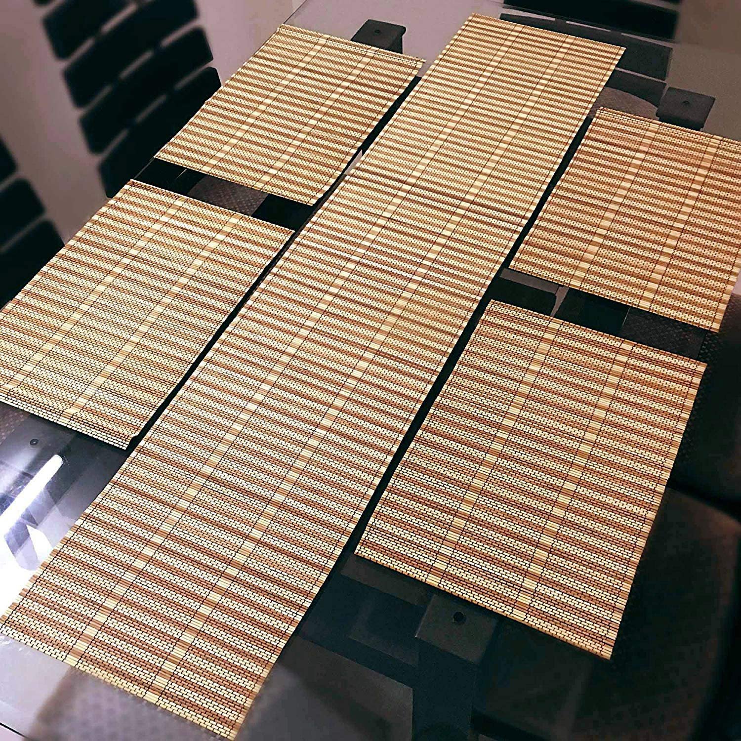 Classic Bamboo Dining Table Mats with Runner (Set of 4 + 1)