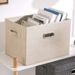 Exclusive Multipurpose Storage Bins with Cover for Cupboard, Home and Office, Beige, Large, Pack of 2