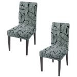 Premium 140 GSM Dinning Chair Covers -Stretchable, Intense Grey Abstract Floral