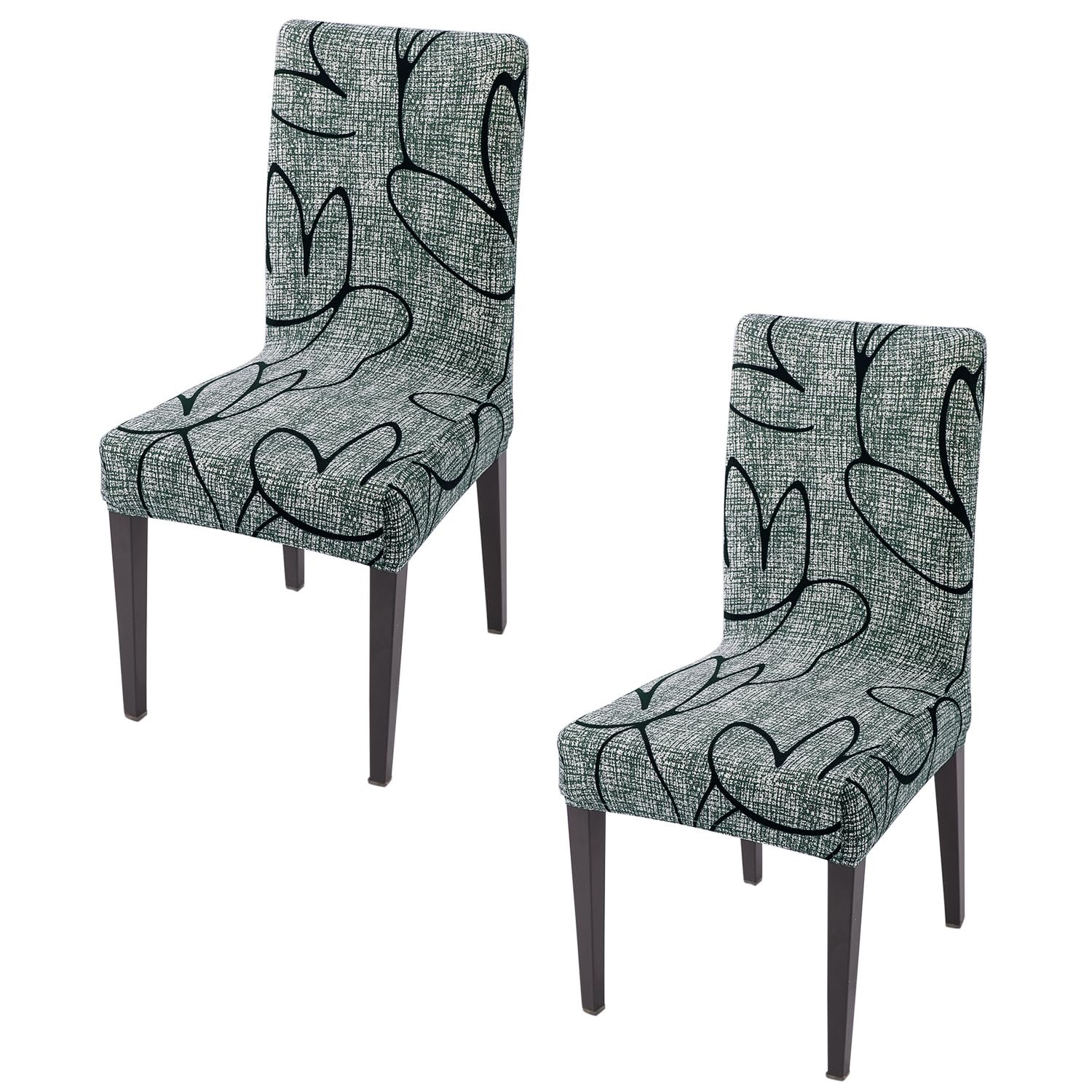 Premium 140 GSM Dinning Chair Covers -Stretchable, Intense Grey Abstract Floral Premium 140 GSM Dinning Chair Covers -Stretchable, Intense Grey Abstract Floral