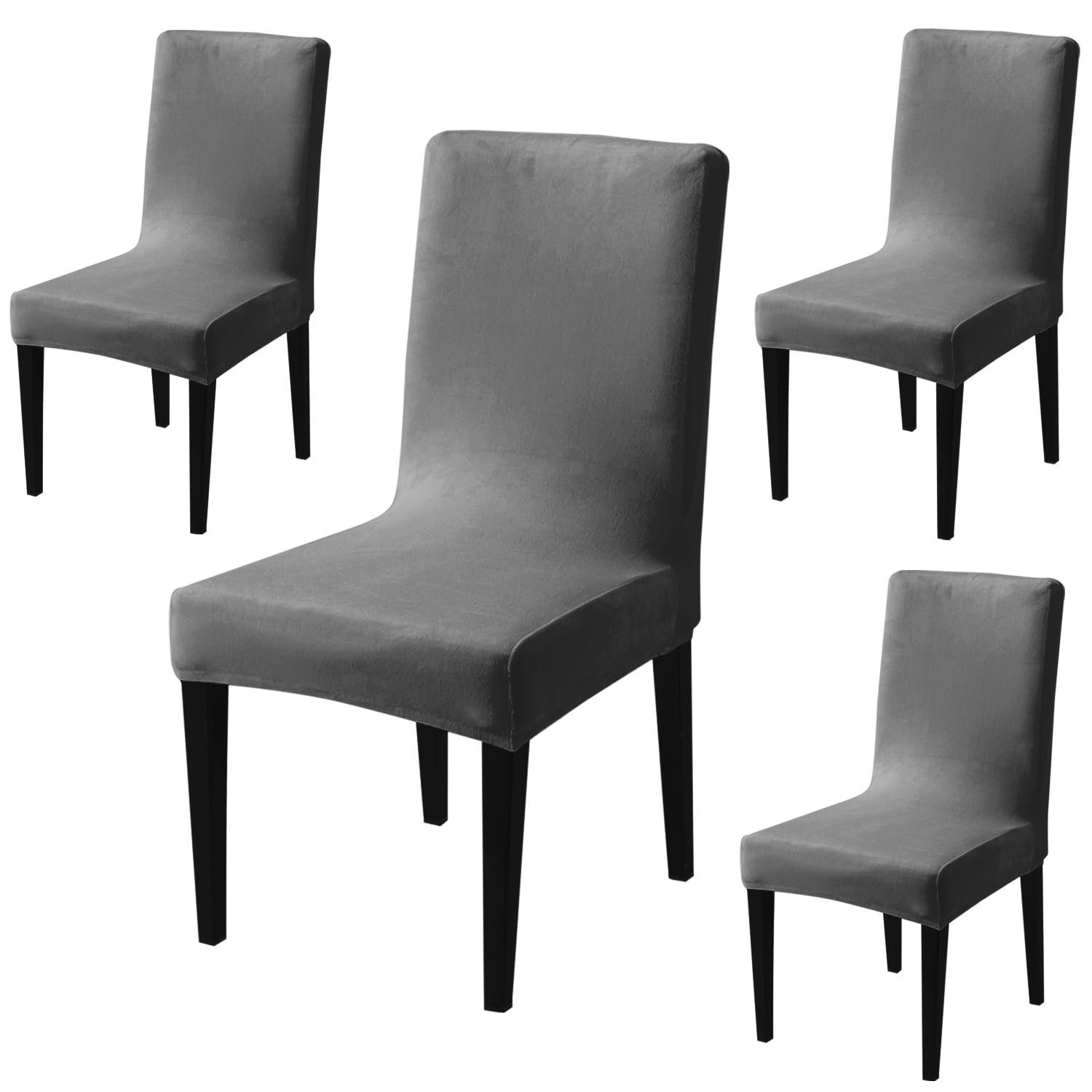 Premium Dinning Chair Covers, Velvet Series for Medium Size Chairs - 210 GSM, Stretchable, Dark Grey Premium Dinning Chair Covers, Velvet Series for Medium Size Chairs - 210 GSM, Stretchable, Dark Grey