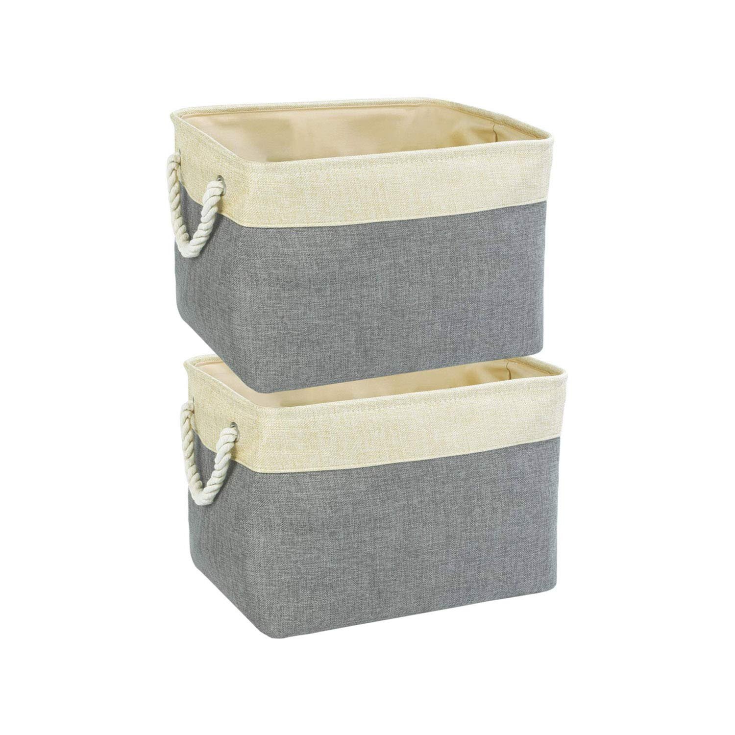 Jute Eco-Friendly Foldable Clothes Storage Basket Bin Organizer (Grey, Large) - Set of 2 Jute Eco-Friendly Foldable Clothes Storage Basket Bin Organizer (Grey, Large) - Set of 2