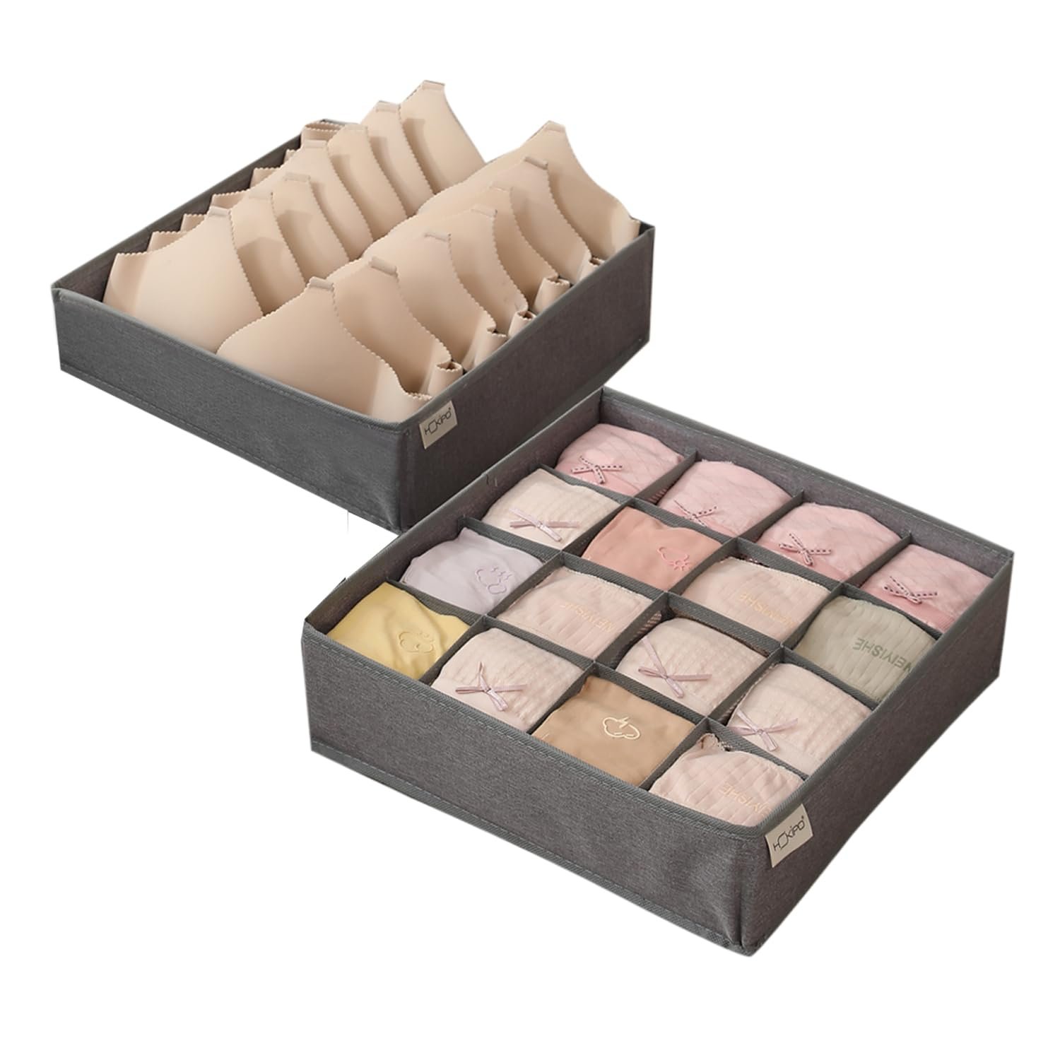 New Premium Undergarment Organizer Storage Box for Drawers Bra Panty Socks Tie Lingerie Organizer for Wardrobe, Pack of 4 (16x16x7x7), Grey New Premium Undergarment Organizer Storage Box for Drawers Bra Panty Socks Tie Lingerie Organizer for Wardrobe, Pack of 4 (16x16x7x7), Grey