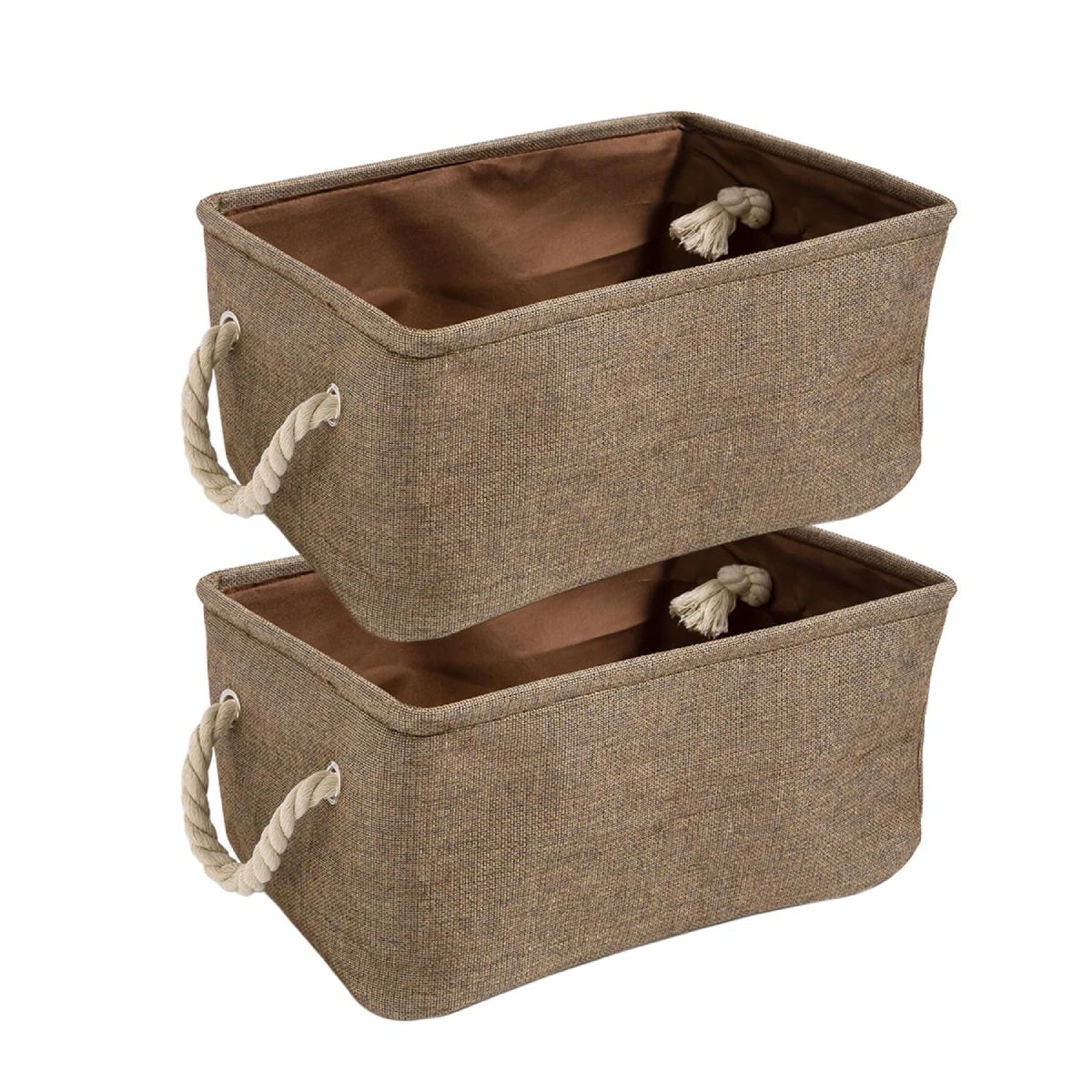 HK-BS-JUTE2-CFBR1 New premium Jute Eco-Friendly Foldable Clothes Storage Basket Bin Organizer, Set Of 2, Large, Coffee Brown