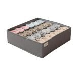 New Premium Undergarment Organizer Storage Box for Drawers Bra Panty Socks Tie Lingerie Organizer for Wardrobe, (4 boxes of 24 Grids), Grey