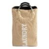 Collapsible Laundry Basket with Handles – 40 L Round Folding Clothes Hamper (Beige) - Cotton