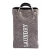 Collapsible Laundry Basket with Handles – 40 L Round Folding Clothes Hamper (Grey) - Cotton