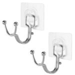 HK-MS-nDH-Pic1 New Double Hooks for Heavy Items, Magic Sticker Series Adhesive - Load Capacity 5 KG (Pack of 2)