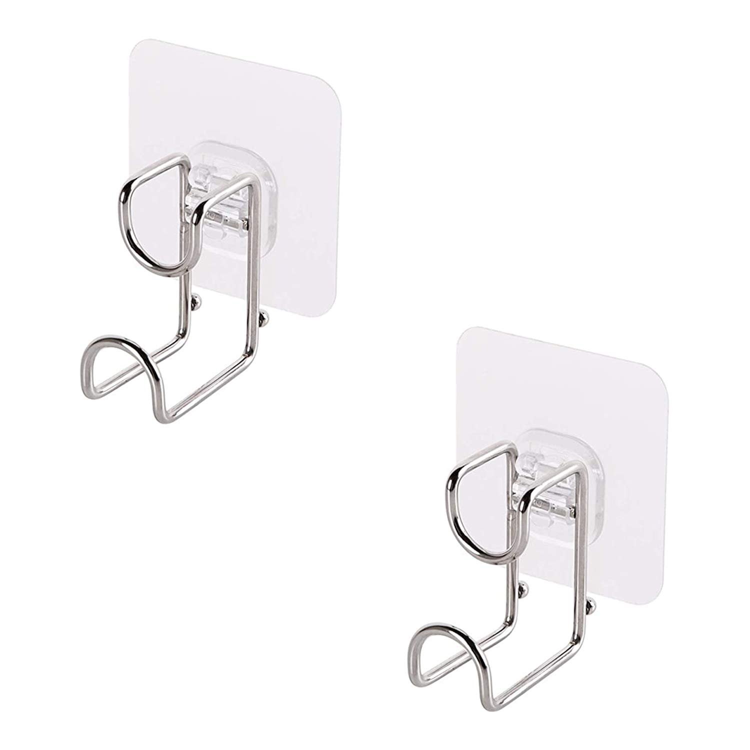 Wall Hooks without Drill – Heavy Duty Adhesive L Hooks, 5KG Load Capacity, Waterproof Magic Sticker, Pack of 2