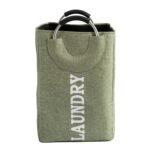 Collapsible Laundry Basket with Handles – 40 L Round Folding Clothes Hamper (Green) - Cotton