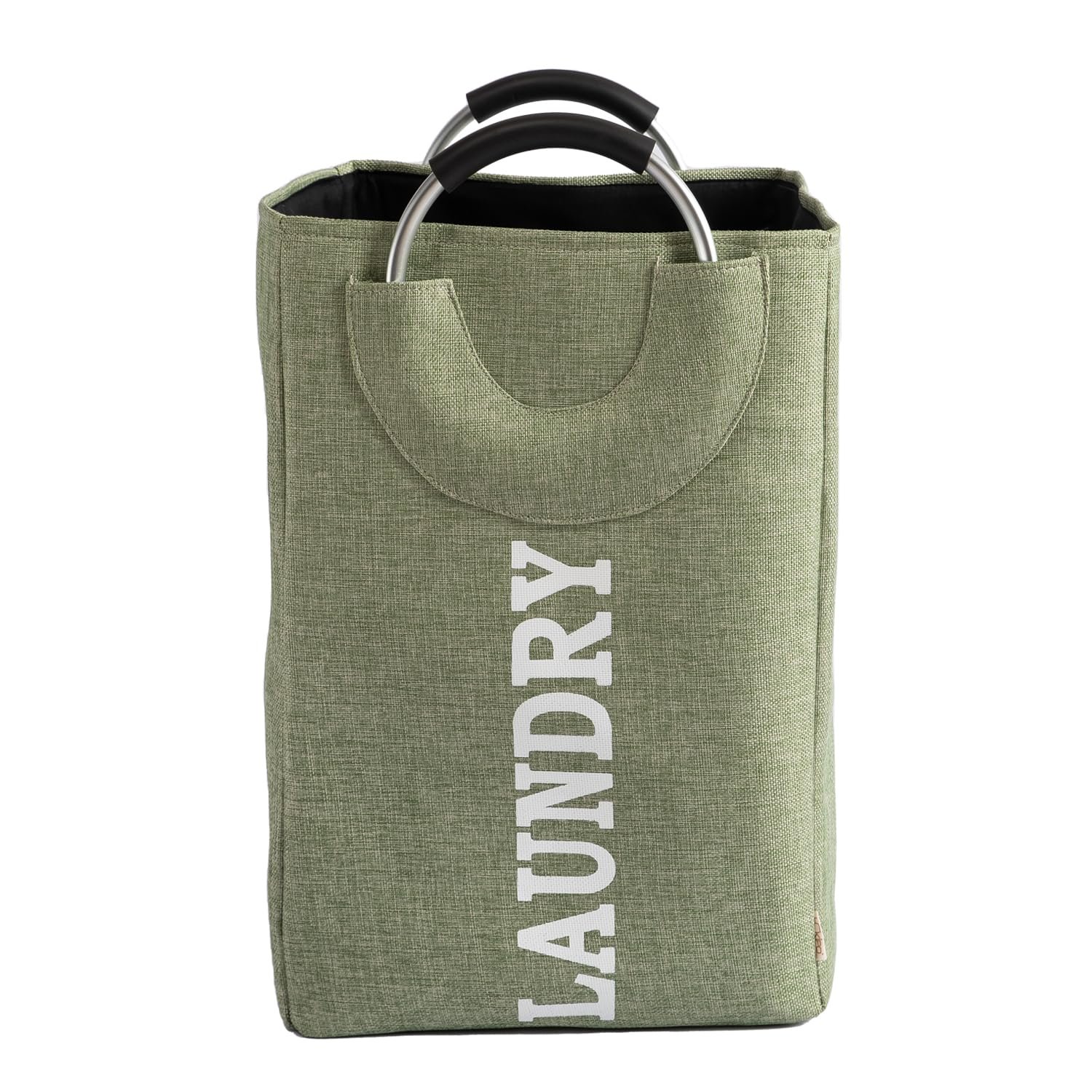 Collapsible Laundry Basket with Handles – 40 L Round Folding Clothes Hamper (Green) - Cotton