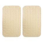 HK-SMAT-Pack2-46x78-BG1 Anti-Skid Shower Mat for Bathroom – Large Non-Slip Bath Mat with Suction Cups, Drain Holes & Foot Scrubber Massage (Biege, PVC, 46 x 78 cm) - Pack of 2